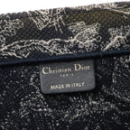 Christian Dior Book Tote Medium Toile Doo JUY Embroidery Canvas Shoulder Bag Navy Blue