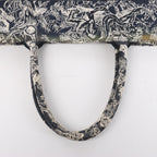 Christian Dior Book Tote Medium Toile Doo JUY Embroidery Canvas Shoulder Bag in Navy x Beige