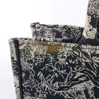 Christian Dior Book Tote Medium Toile Doo JUY Embroidery Canvas Shoulder Bag in Navy x Beige