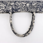 Christian Dior Book Tote Medium Toile Doo JUY Embroidery Canvas Shoulder Bag in Navy x Beige