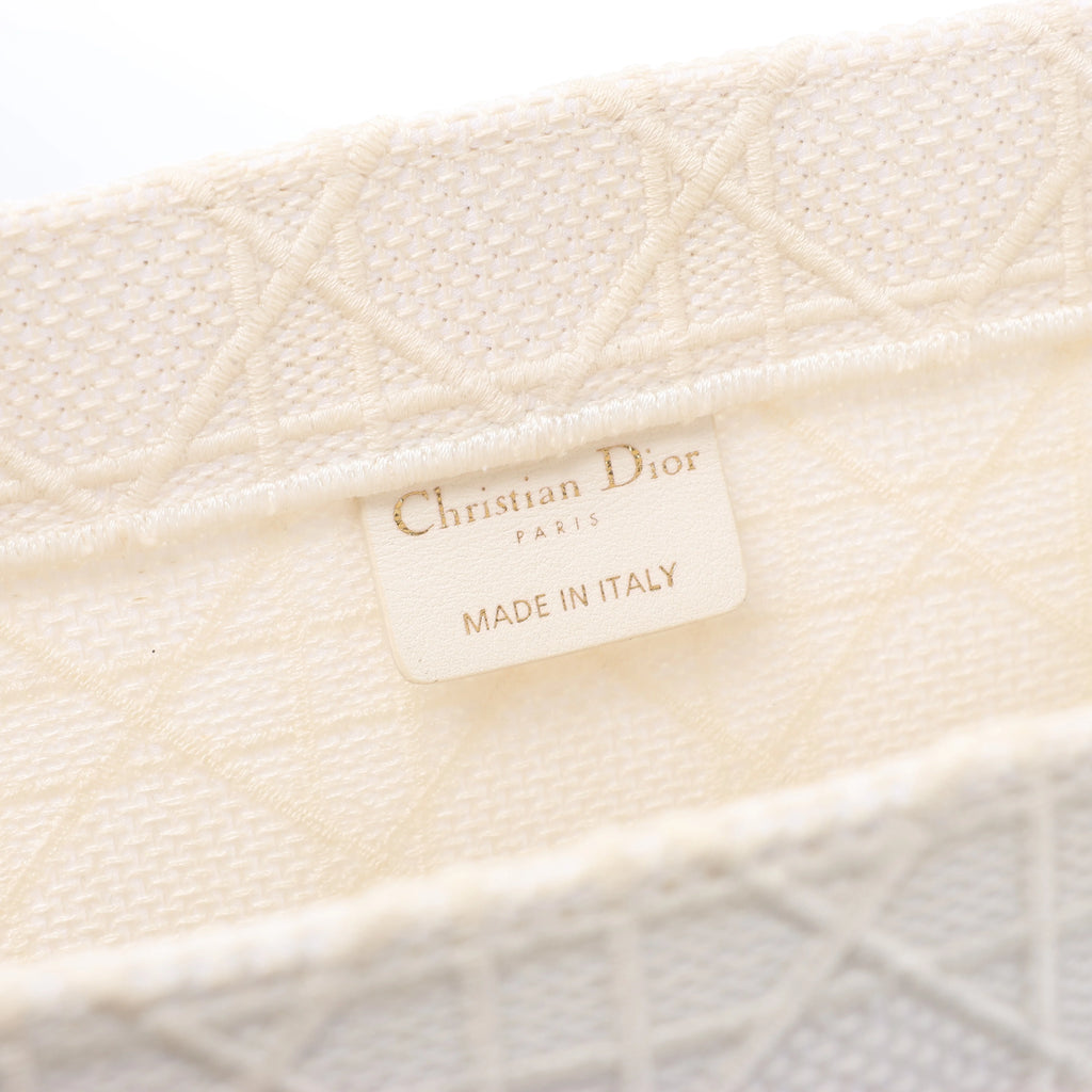 Christian Dior Book Tote Medium Canvas Shoulder Bag in White