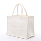 Christian Dior Book Tote Medium Canvas Shoulder Bag in White