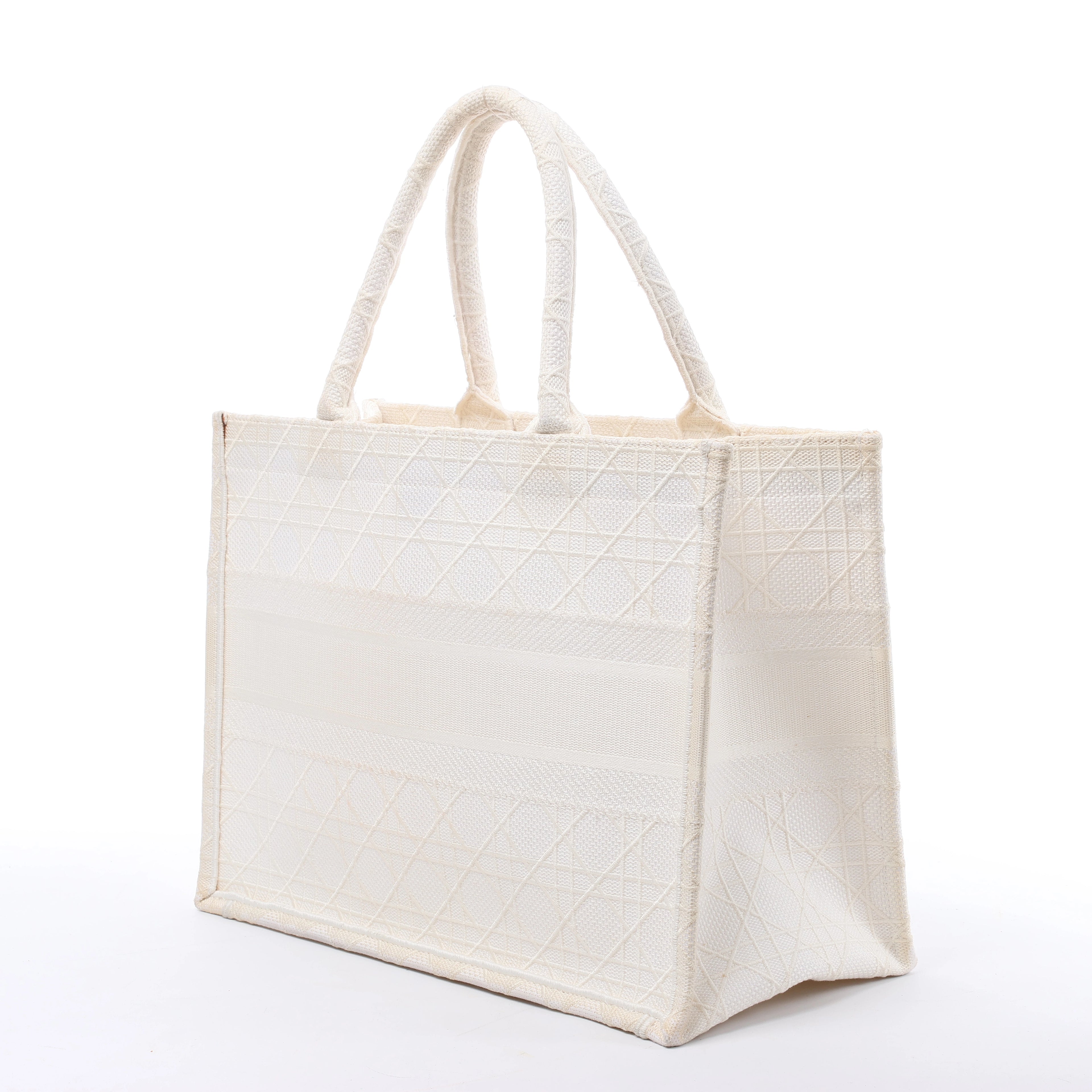 Bolso de hombro grande de lona Dior Book Tote en negro y blanco