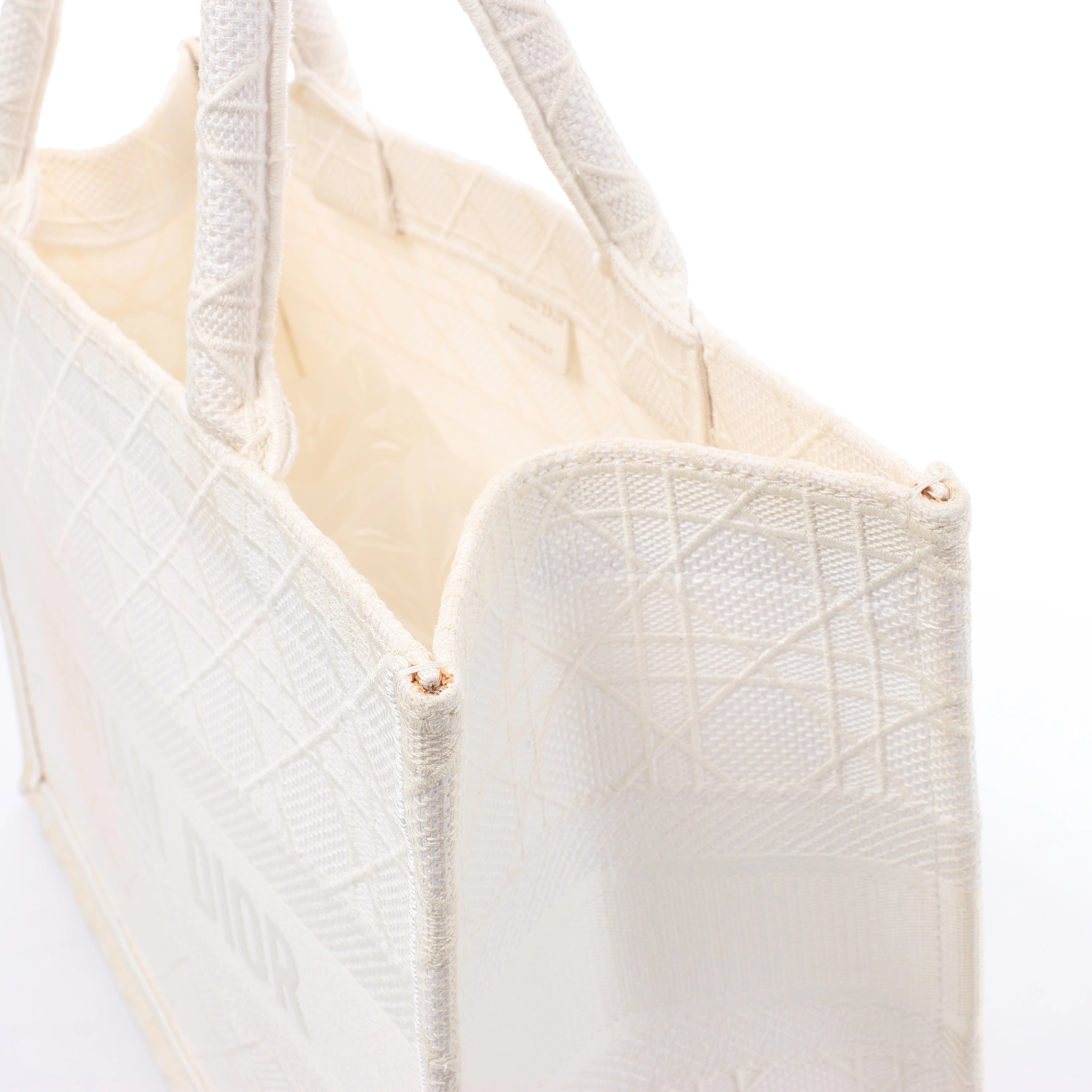 Bolso de hombro grande de lona Dior Book Tote en negro y blanco