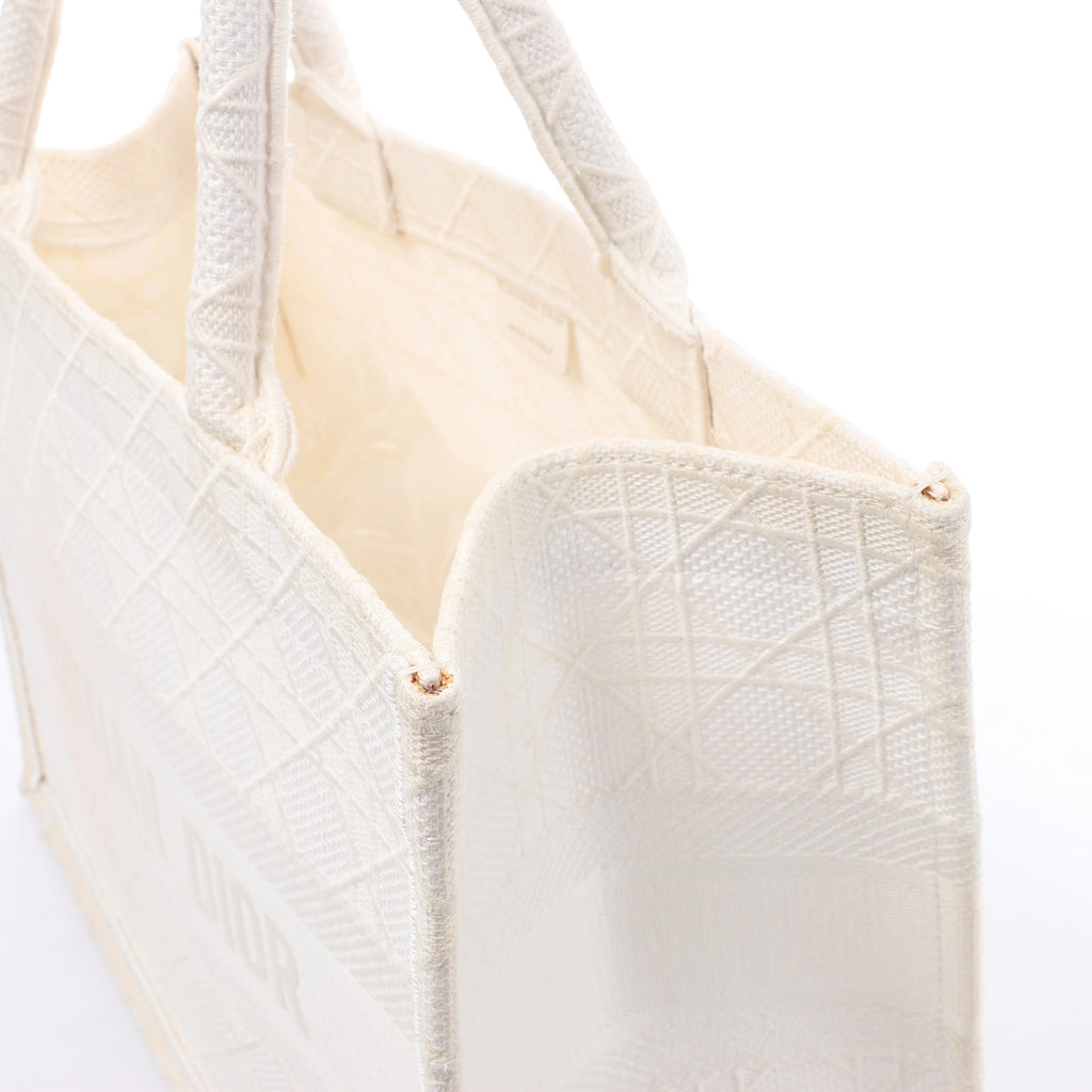 Christian Dior Book Tote Medium Canvas Shoulder Bag in White