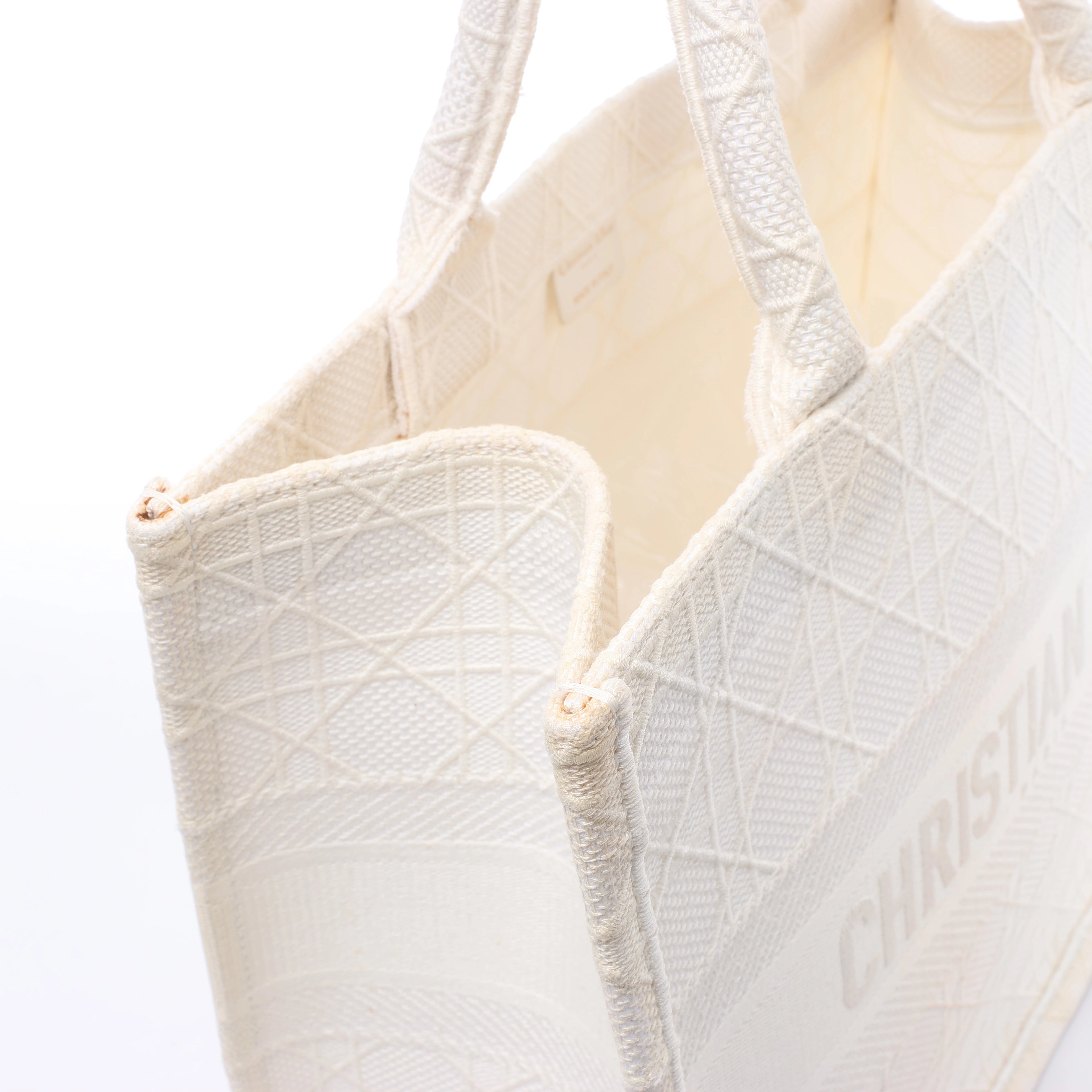 Bolso de hombro grande de lona Dior Book Tote en negro y blanco