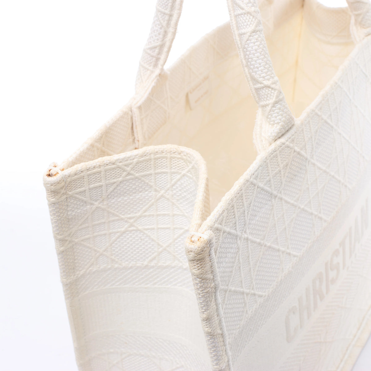 Christian Dior Book Tote Medium Canvas Shoulder Bag in White