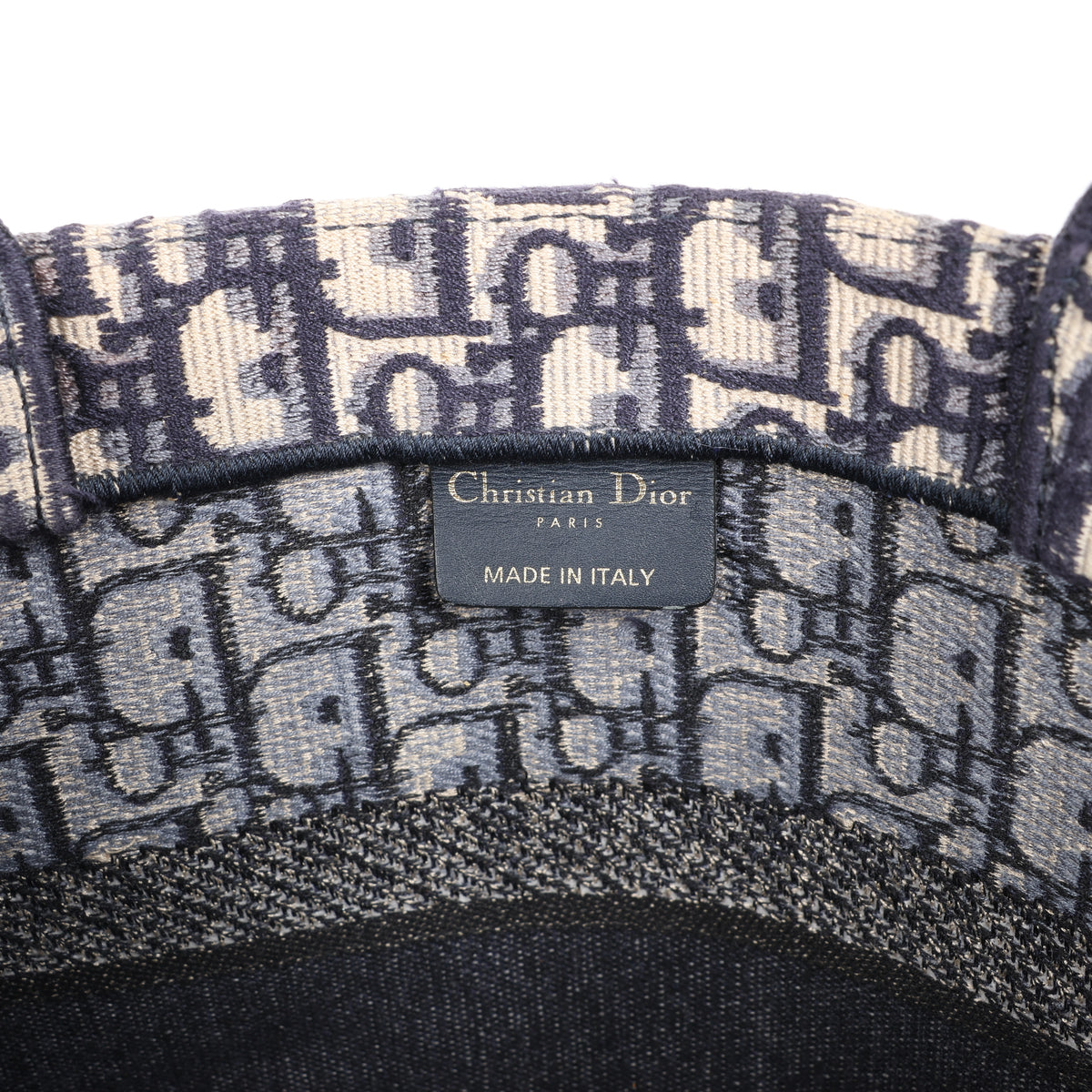 Christian Dior Book Tote Oblique Canvas Shoulder Bag in Navy Blue