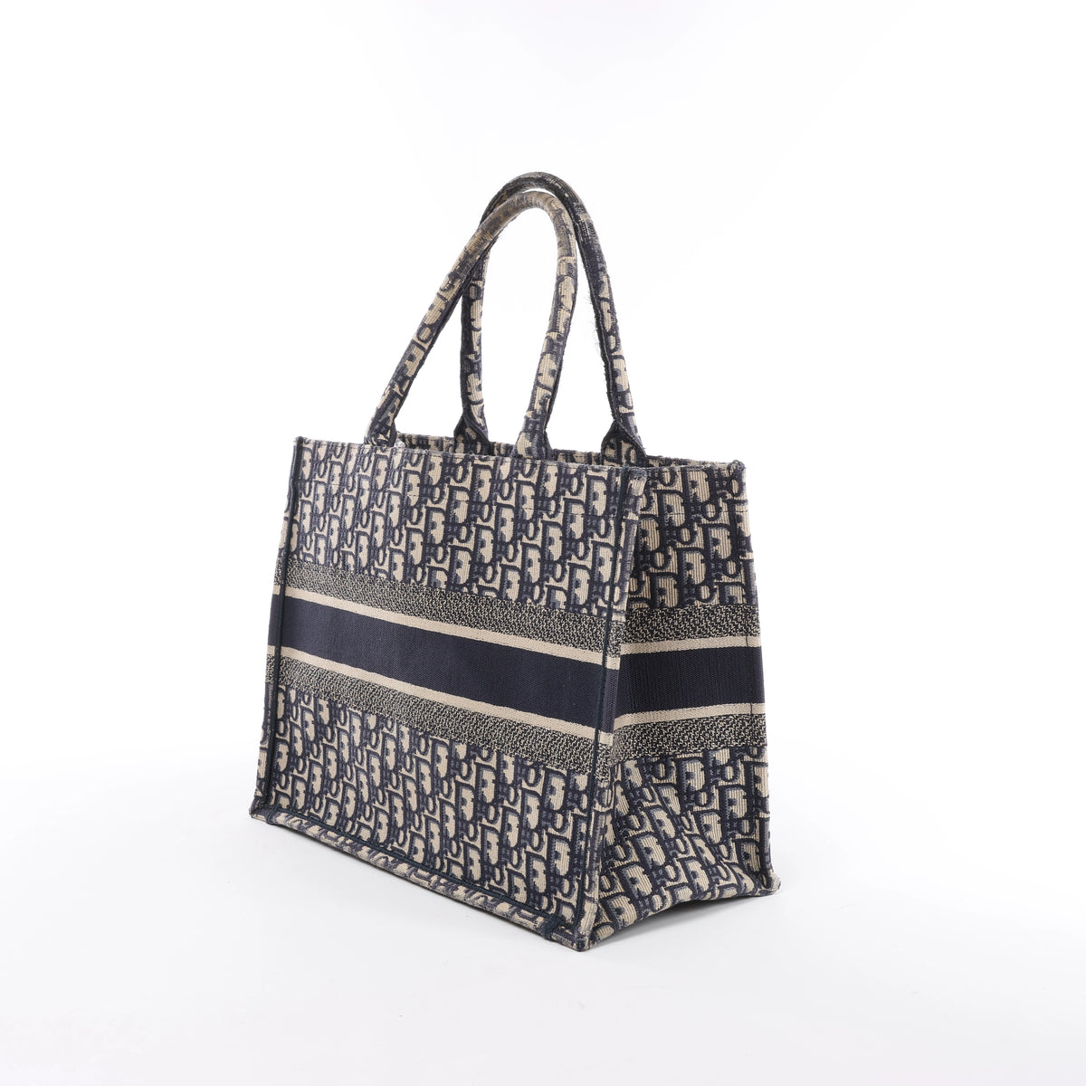 Christian Dior Book Tote Oblique Canvas Shoulder Bag in Navy Blue