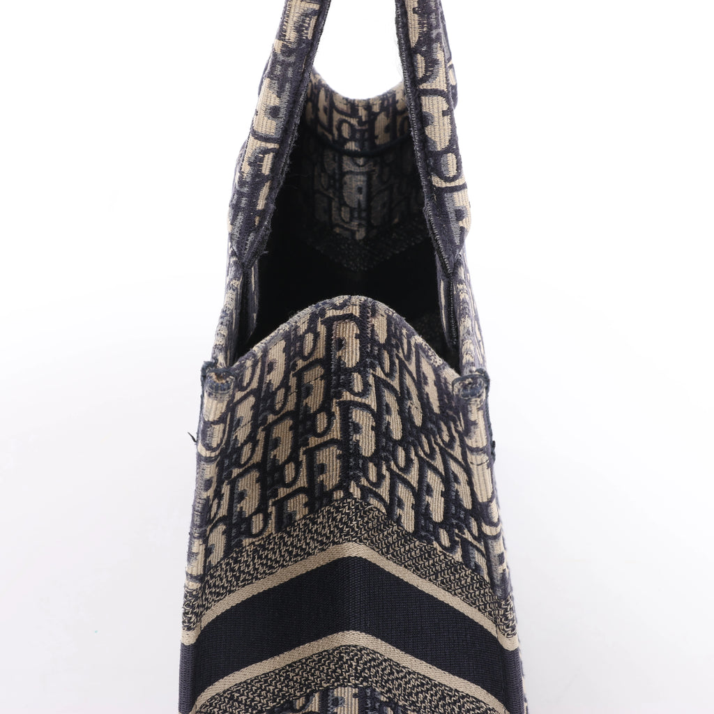 Christian Dior Book Tote Oblique Canvas Shoulder Bag in Navy Blue