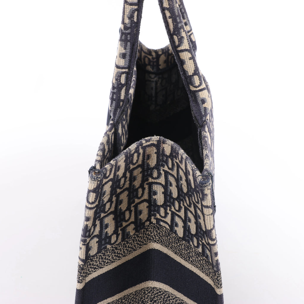 Christian Dior Book Tote Oblique Canvas Shoulder Bag in Navy Blue