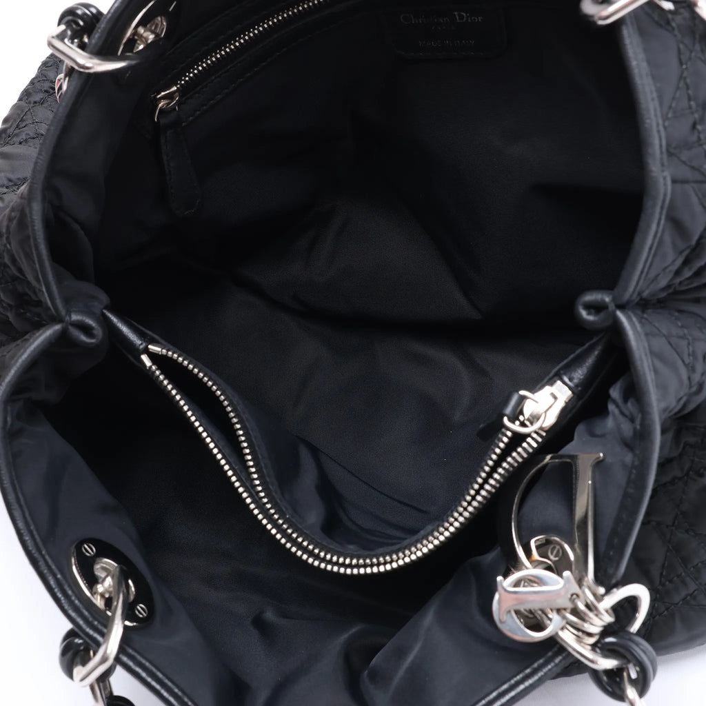 Dior Charming Lock Cannage Fabric Shoulder Bag in Black