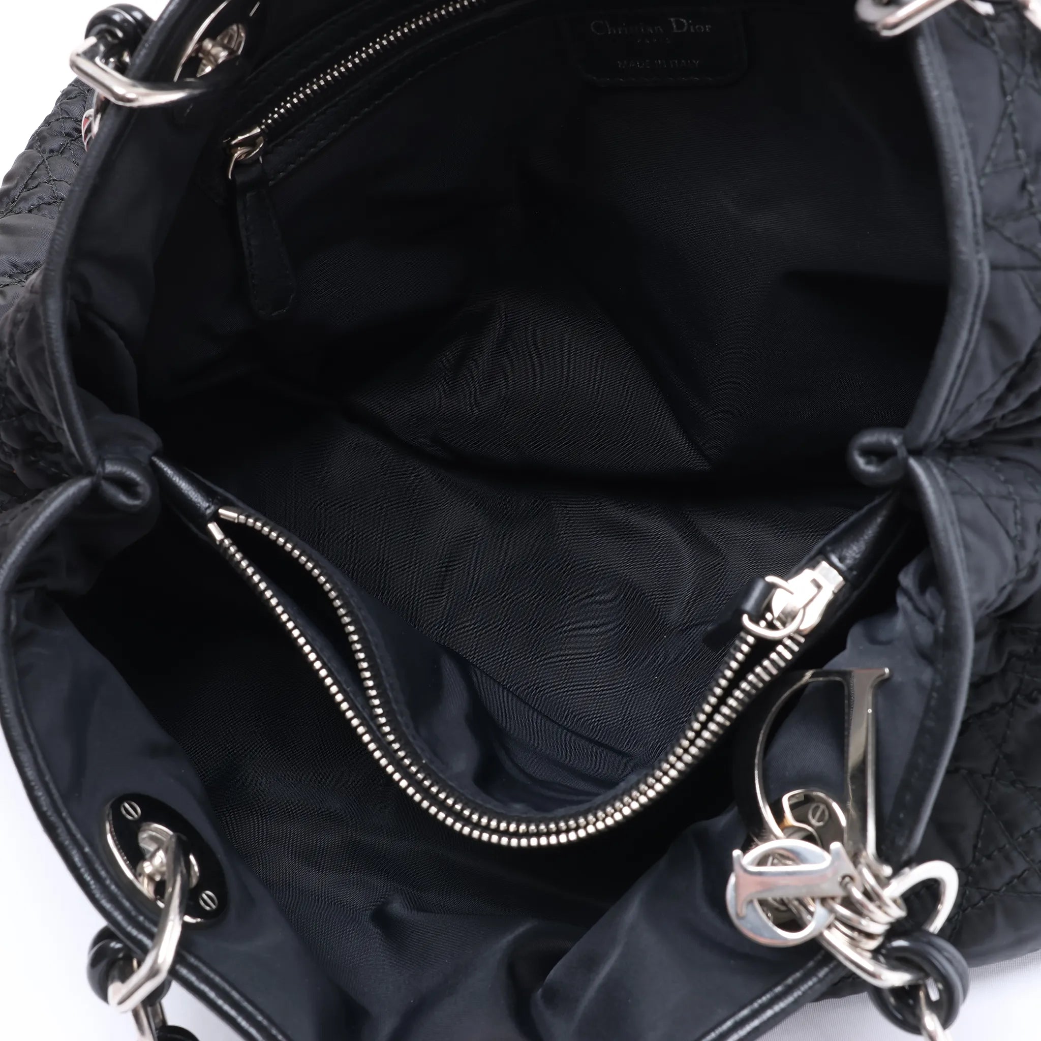 Dior Charming Lock Cannage Fabric Shoulder Bag in Black
