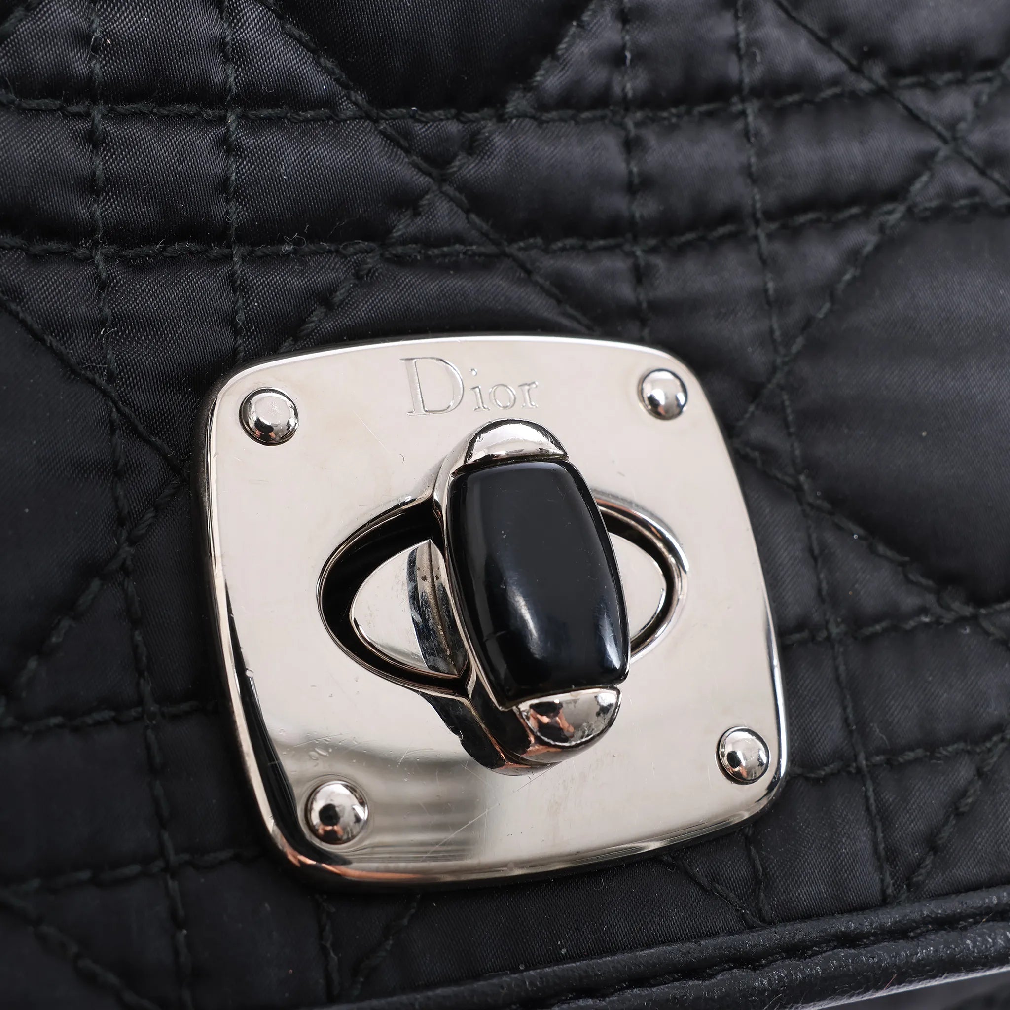 Dior Charming Lock Cannage Fabric Shoulder Bag in Black