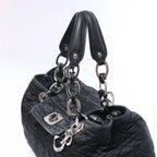 Dior Charming Lock Cannage Fabric Shoulder Bag in Black