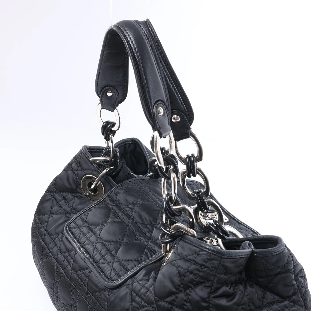 Dior Charming Lock Cannage Fabric Shoulder Bag in Black
