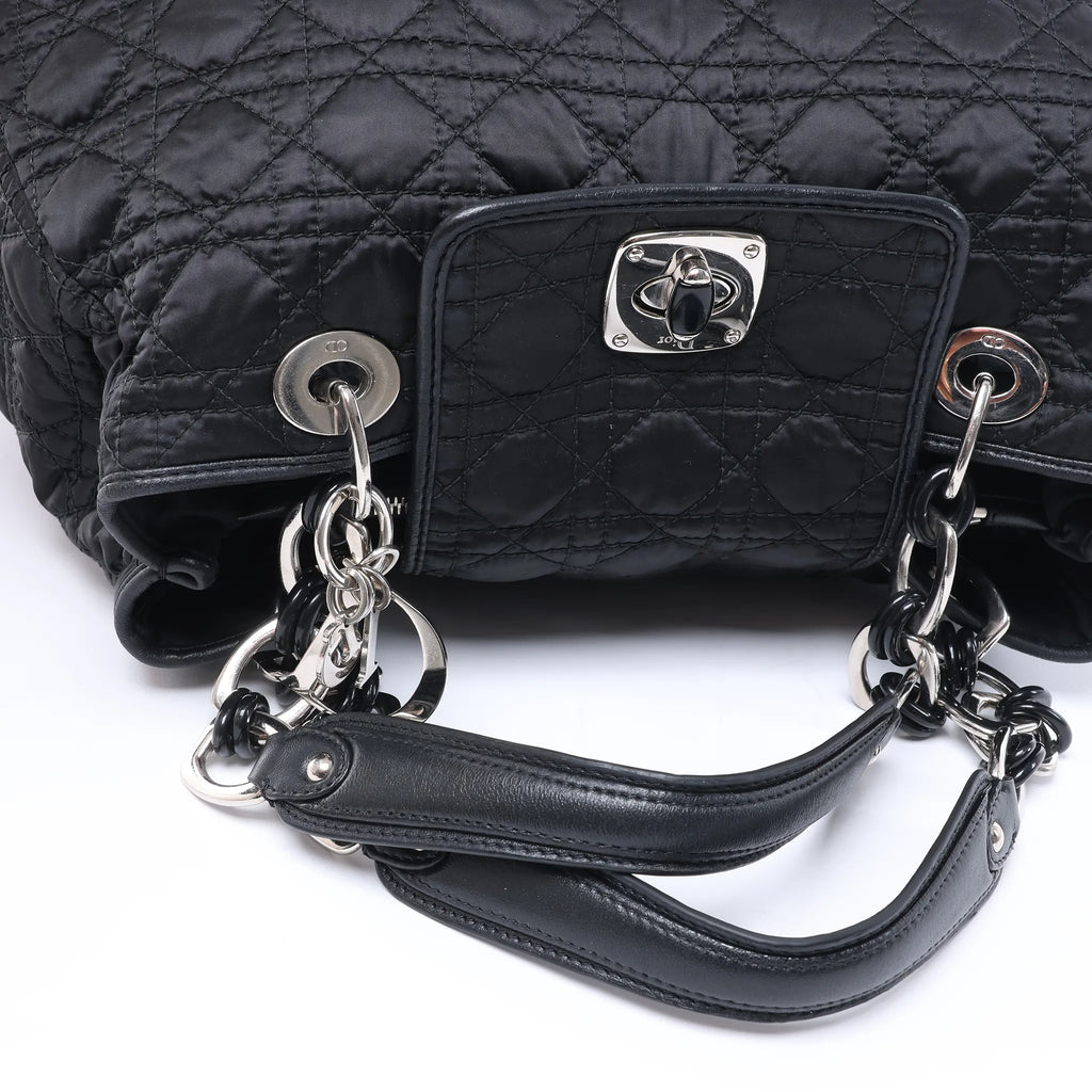 Dior Charming Lock Cannage Fabric Shoulder Bag in Black