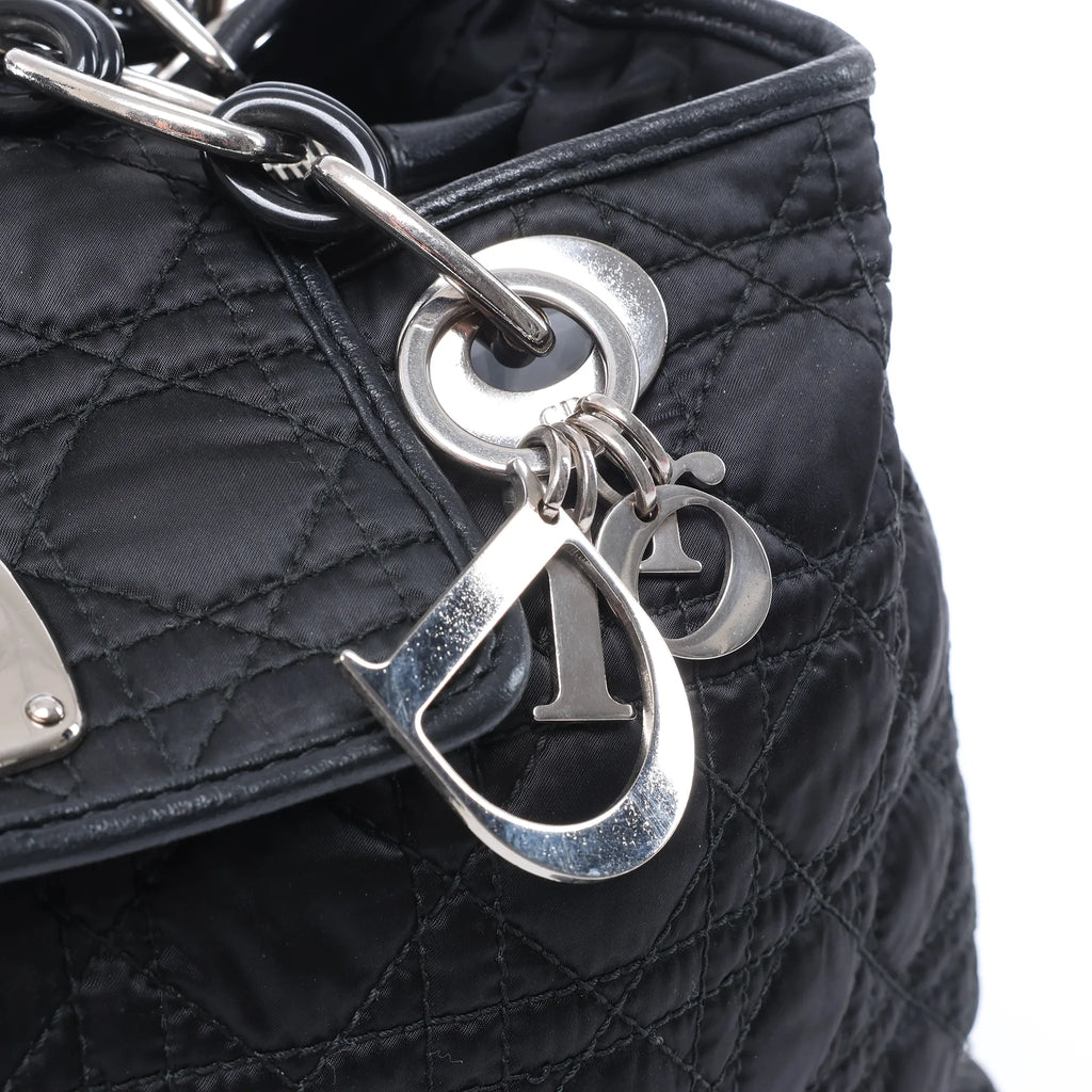 Dior Charming Lock Cannage Fabric Shoulder Bag in Black