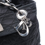 Dior Charming Lock Cannage Fabric Shoulder Bag in Black