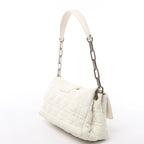Christian Dior New Lock Cannage Leather Chain Shoulder Bag in White