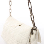 Christian Dior New Lock Cannage Leather Chain Shoulder Bag in White