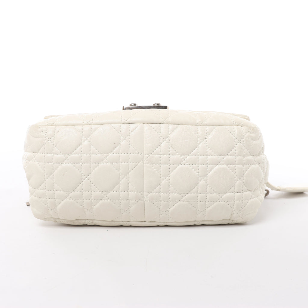 Christian Dior New Lock Cannage Leather Chain Shoulder Bag in White