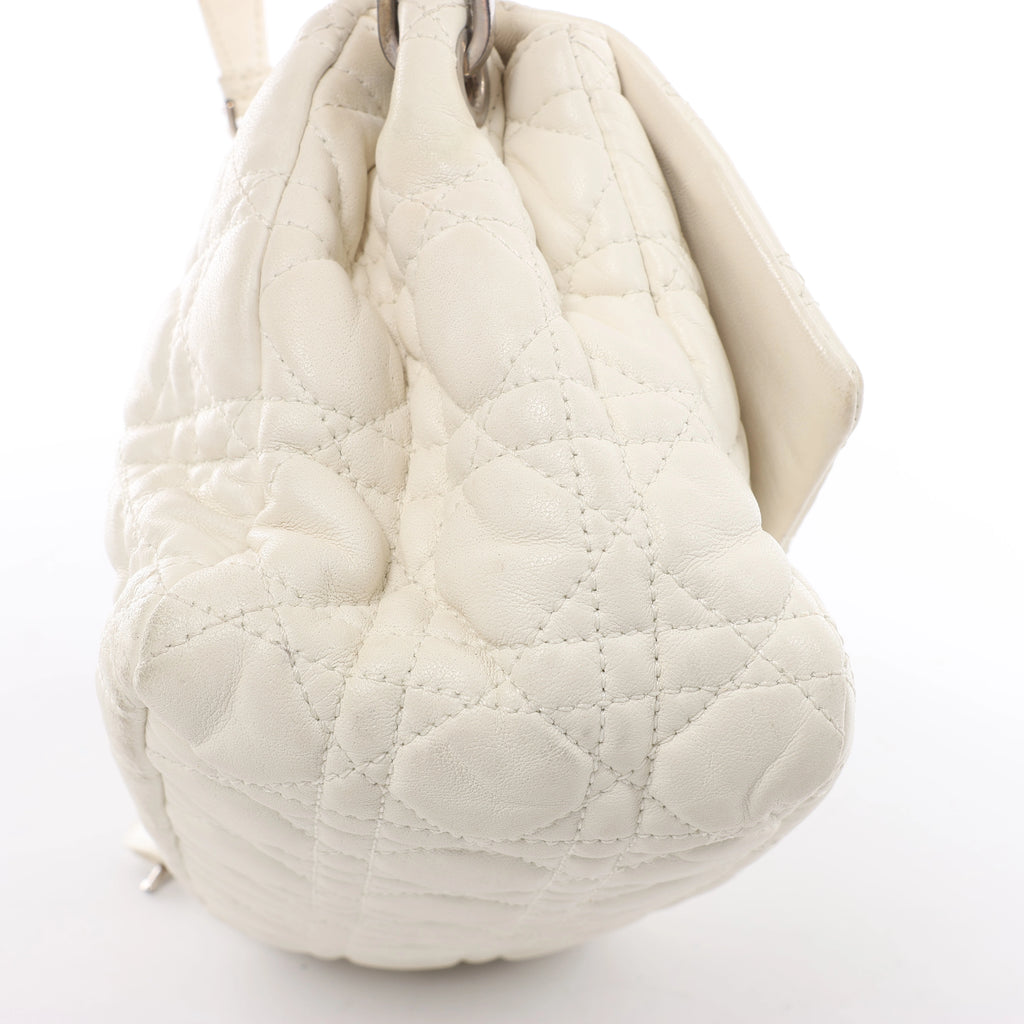 Christian Dior New Lock Cannage Leather Chain Shoulder Bag in White