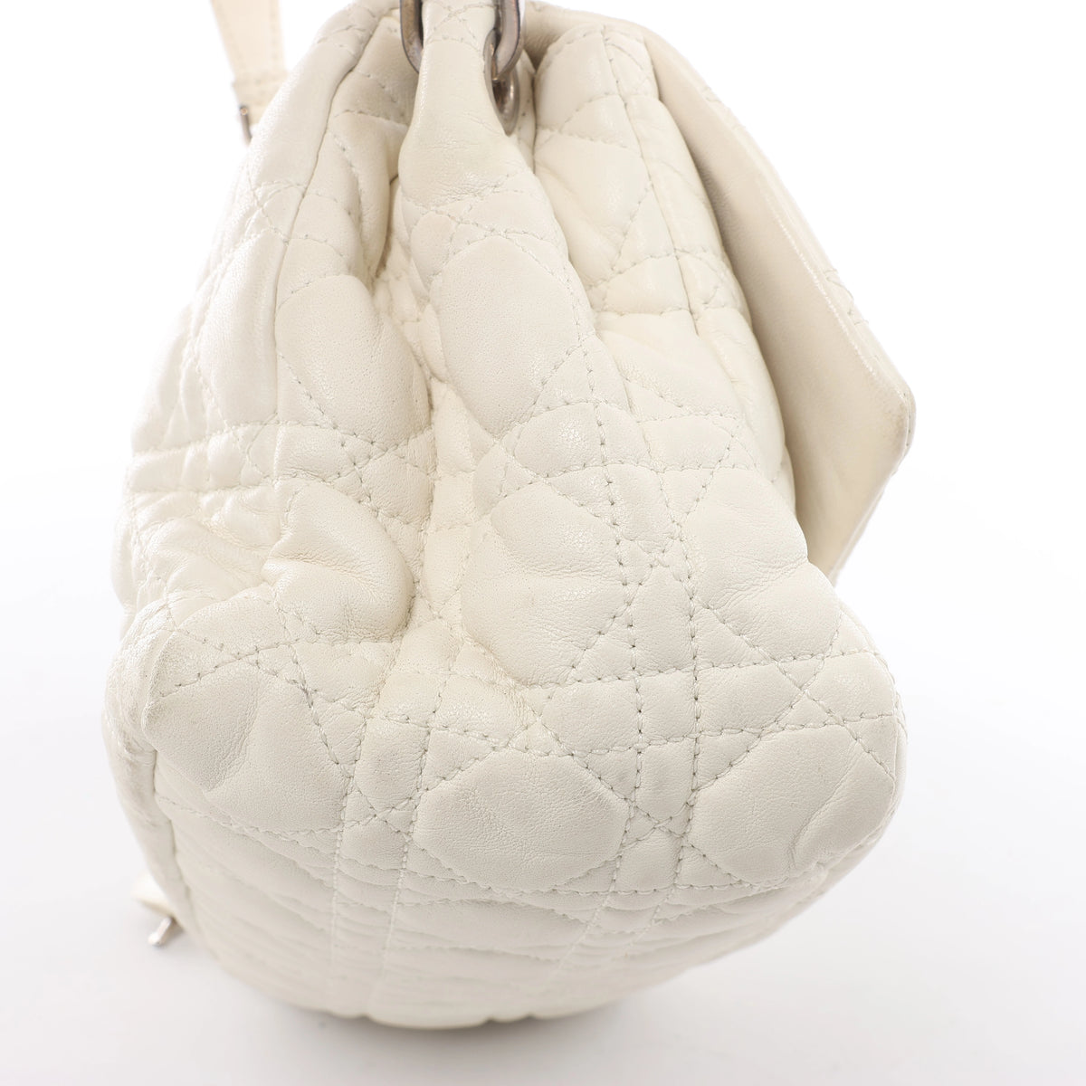 Christian Dior New Lock Cannage Leather Chain Shoulder Bag in White