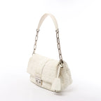 Christian Dior New Lock Cannage Leather Chain Shoulder Bag in White