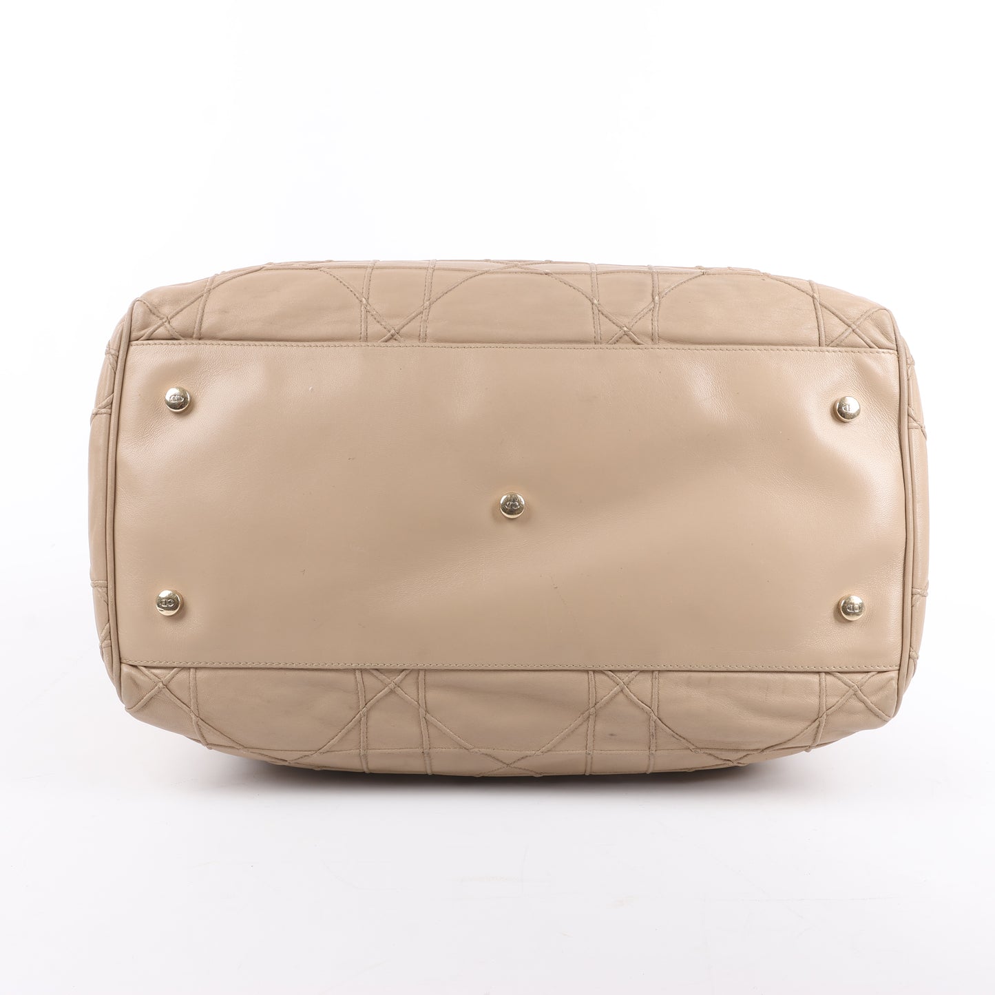 Christian Dior Granville Cannage Leather Handbag in Beige