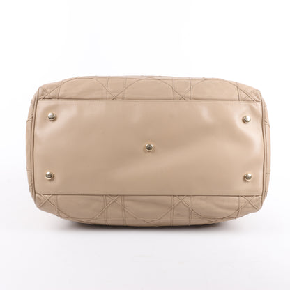 Christian Dior Granville Cannage Leather Handbag in Beige