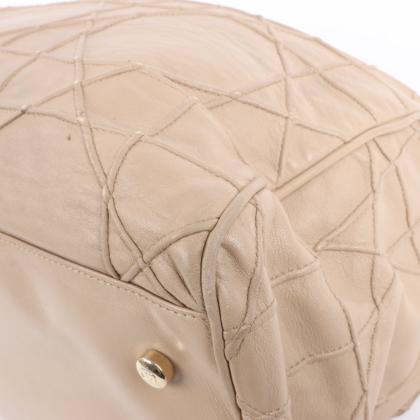 Christian Dior Granville Cannage Leather Handbag in Beige