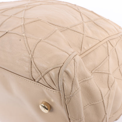 Christian Dior Granville Cannage Leather Handbag in Beige