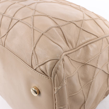 Christian Dior Granville Cannage Leather Handbag in Beige