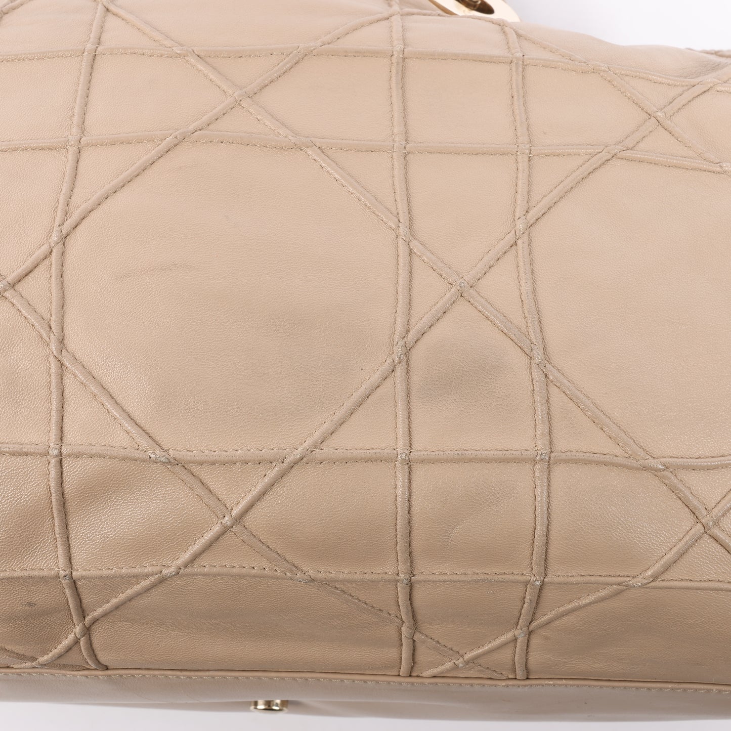 Christian Dior Granville Cannage Leather Handbag in Beige