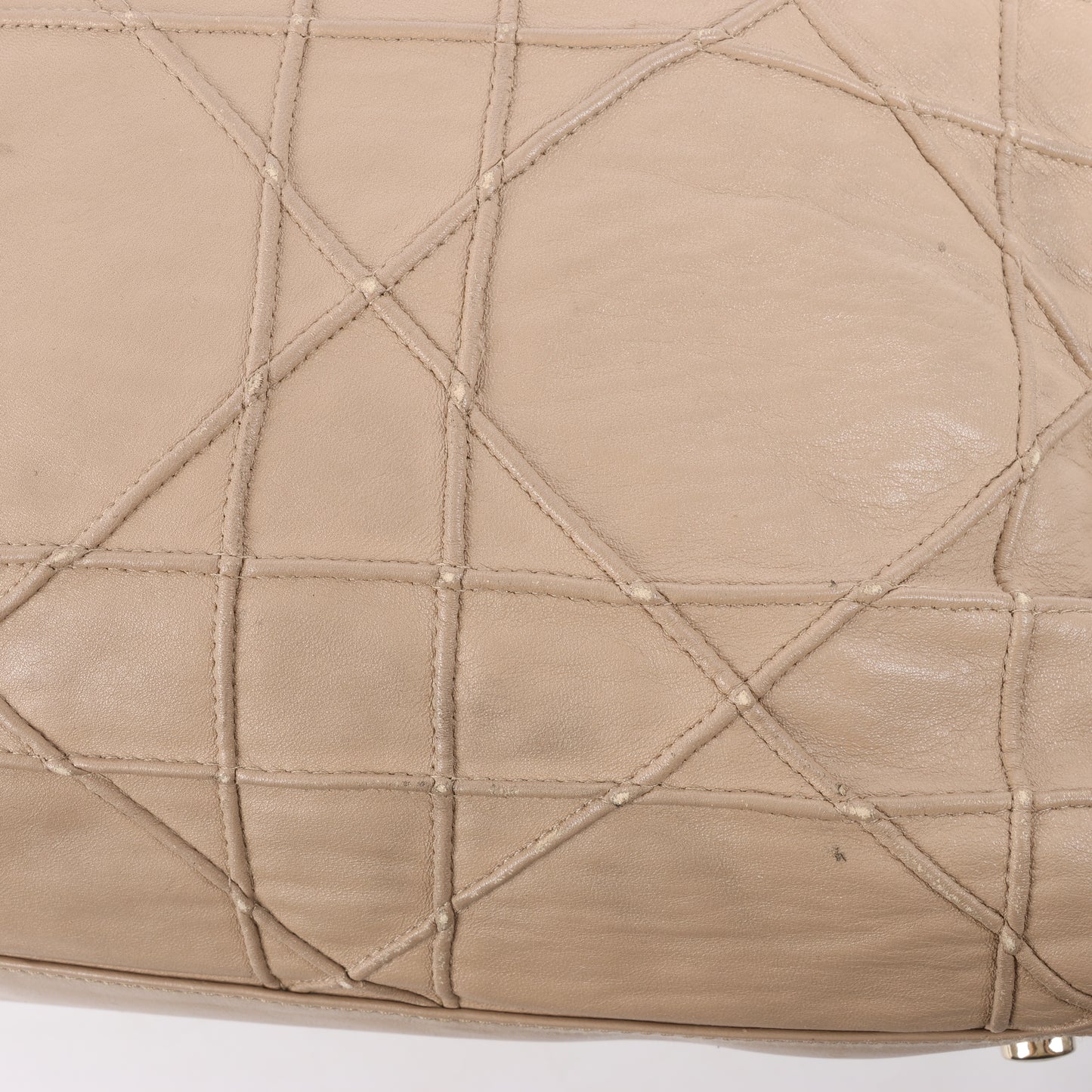 Christian Dior Granville Cannage Leather Handbag in Beige