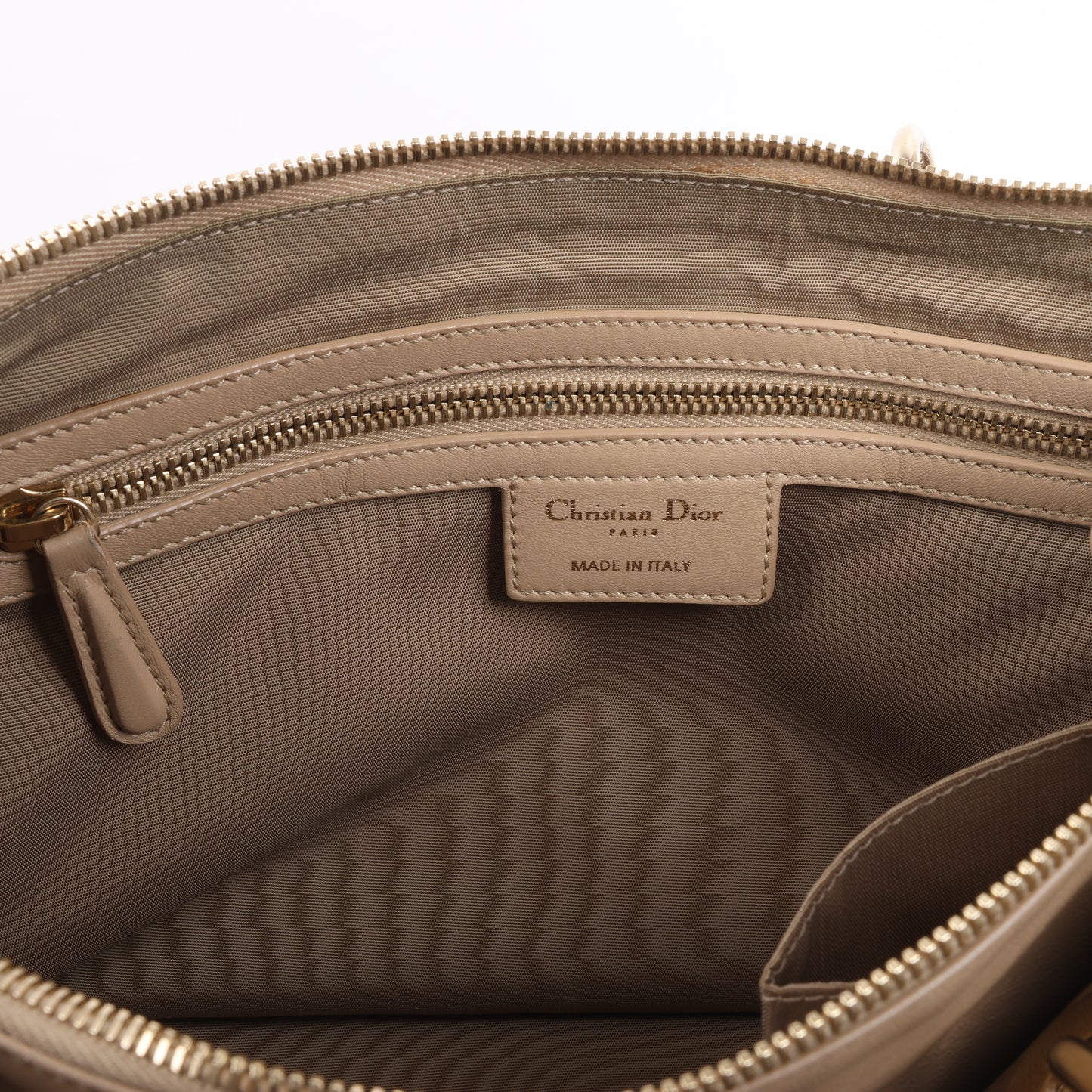 Christian Dior Granville Cannage Leather Handbag in Beige