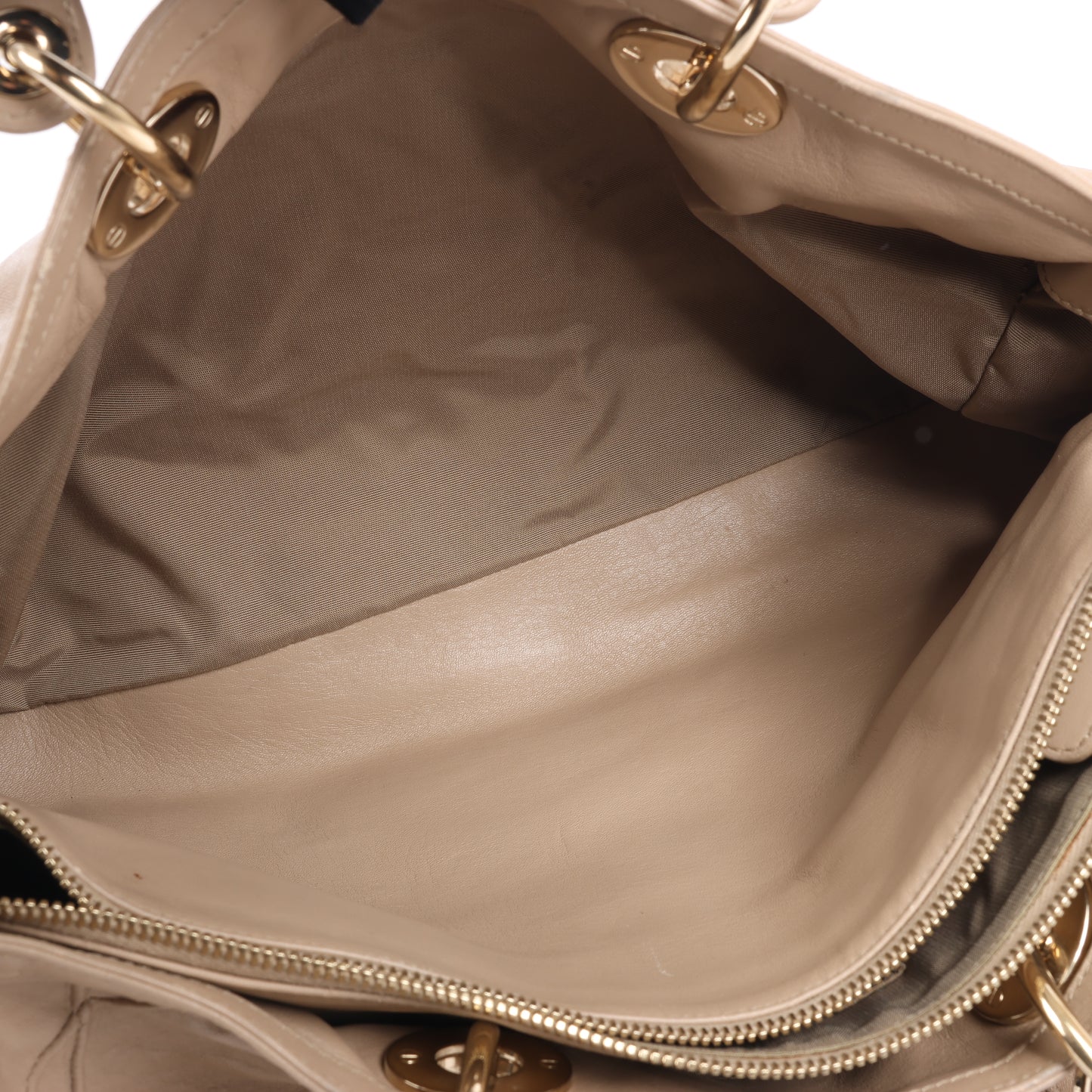 Christian Dior Granville Cannage Leather Handbag in Beige