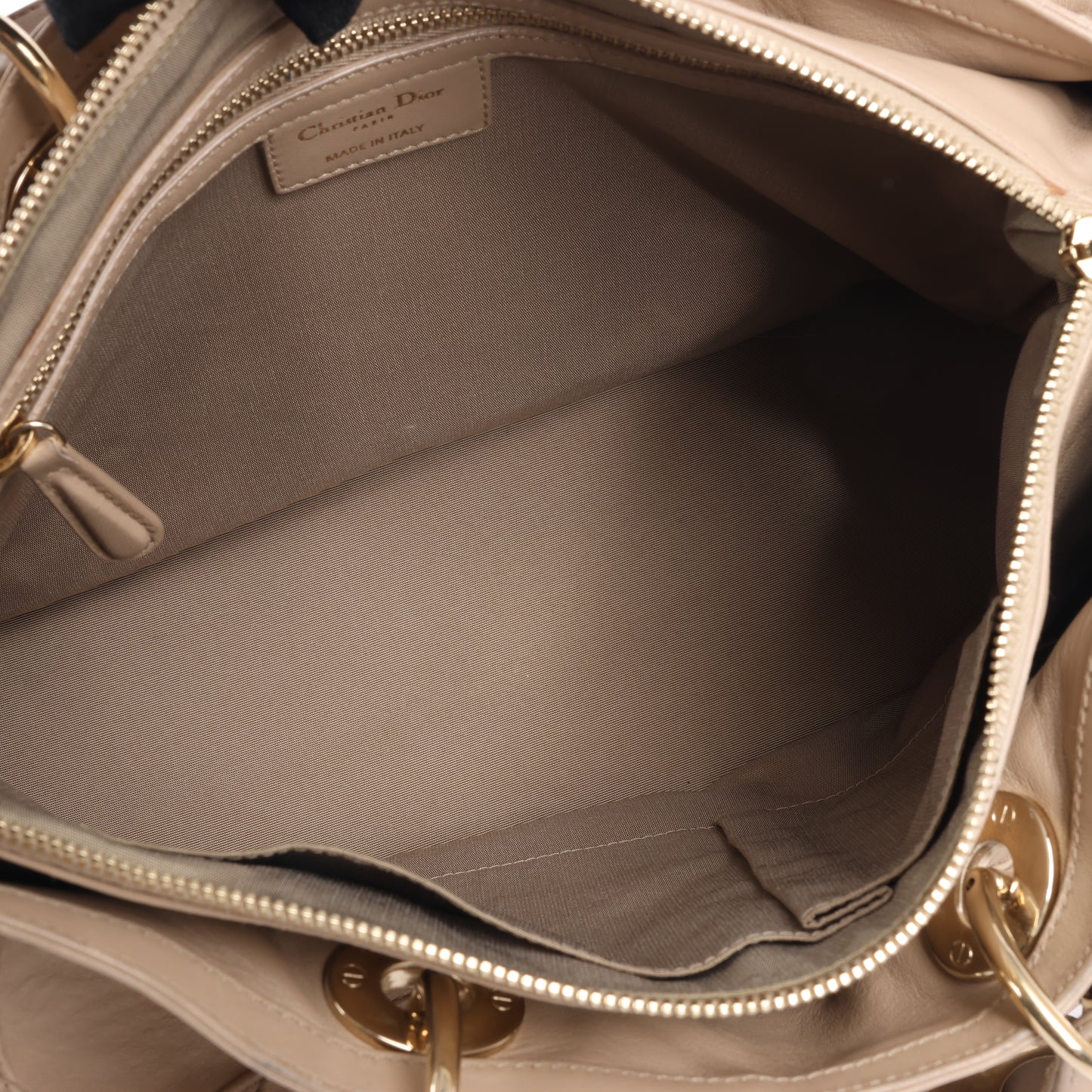 Christian Dior Granville Cannage Leather Handbag in Beige