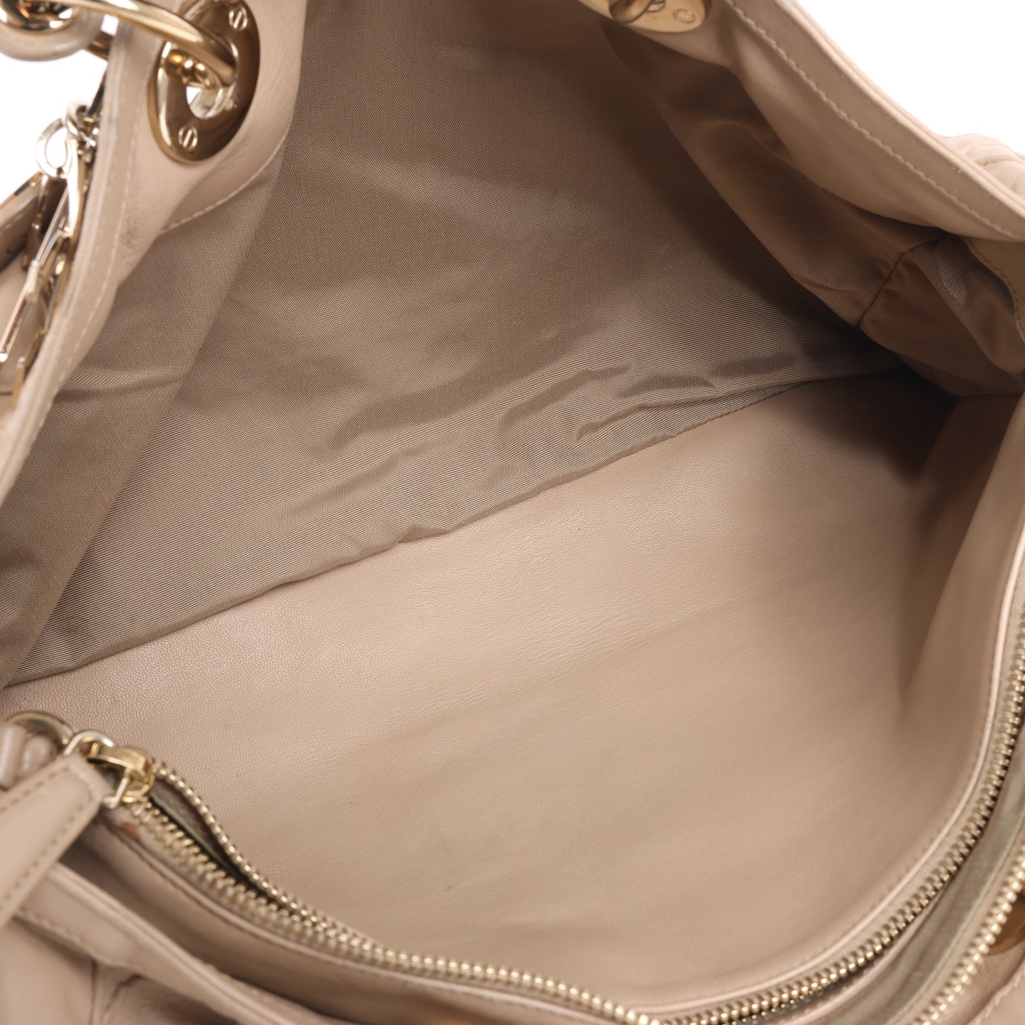 Christian Dior Granville Cannage Leather Handbag in Beige