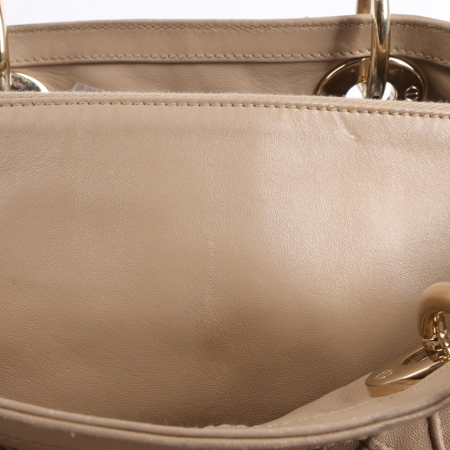 Christian Dior Granville Cannage Leather Handbag in Beige