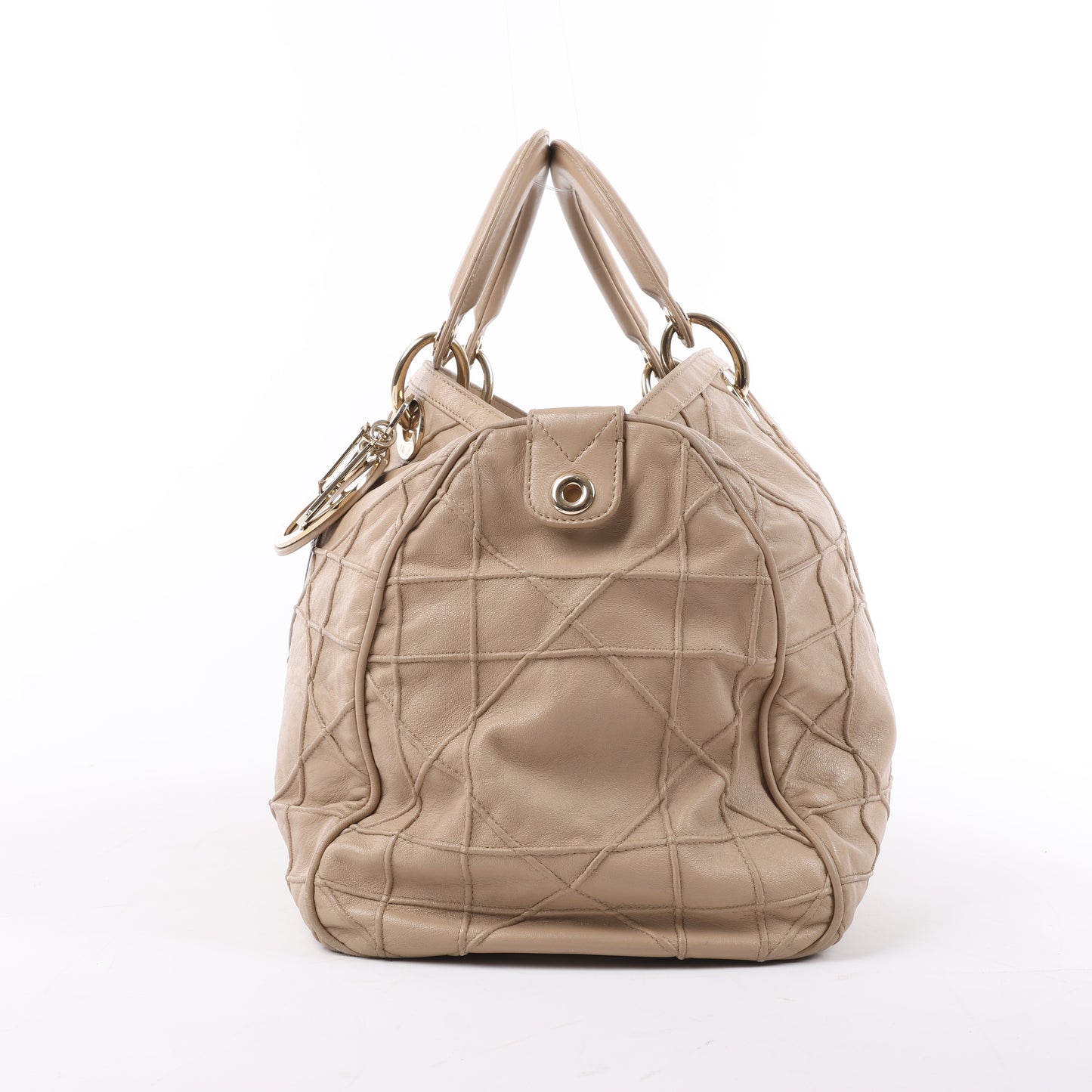 Christian Dior Granville Cannage Leather Handbag in Beige