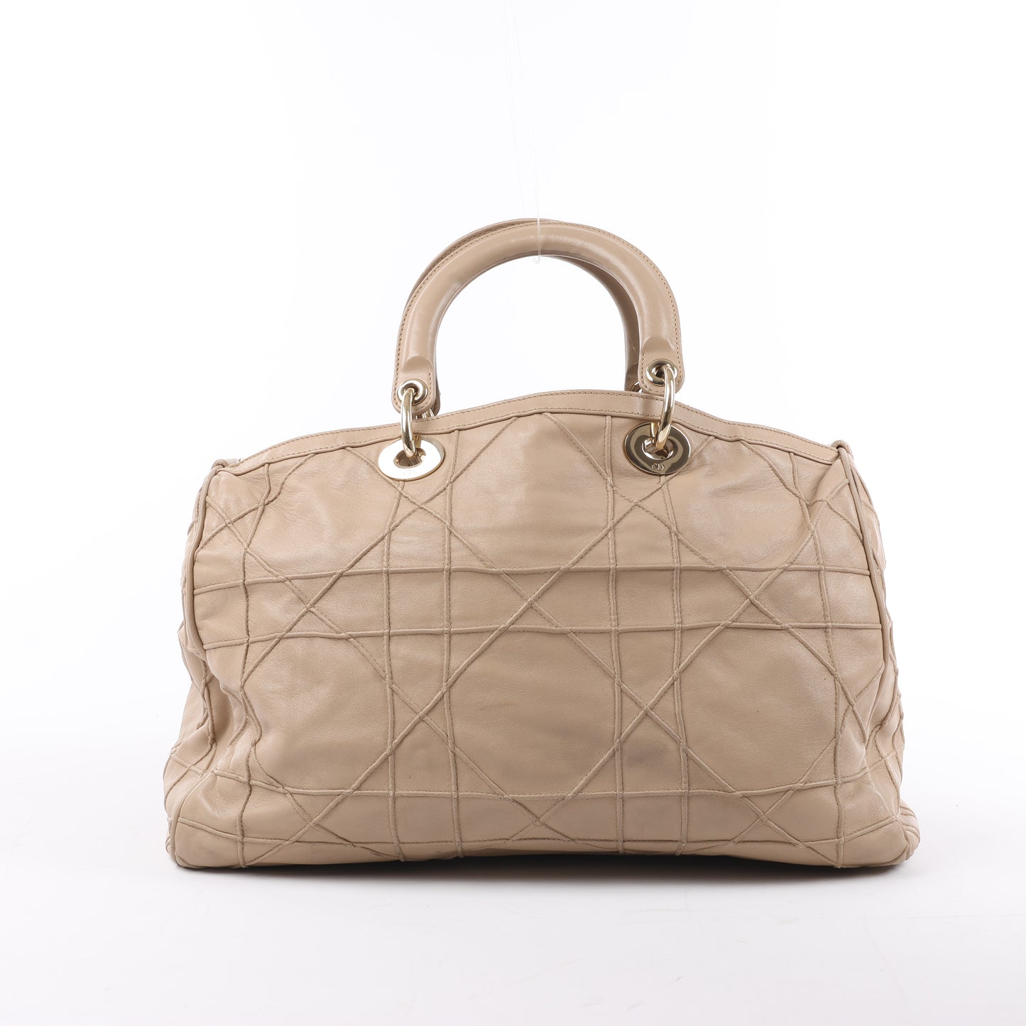 Christian Dior Granville Cannage Leather Handbag in Beige