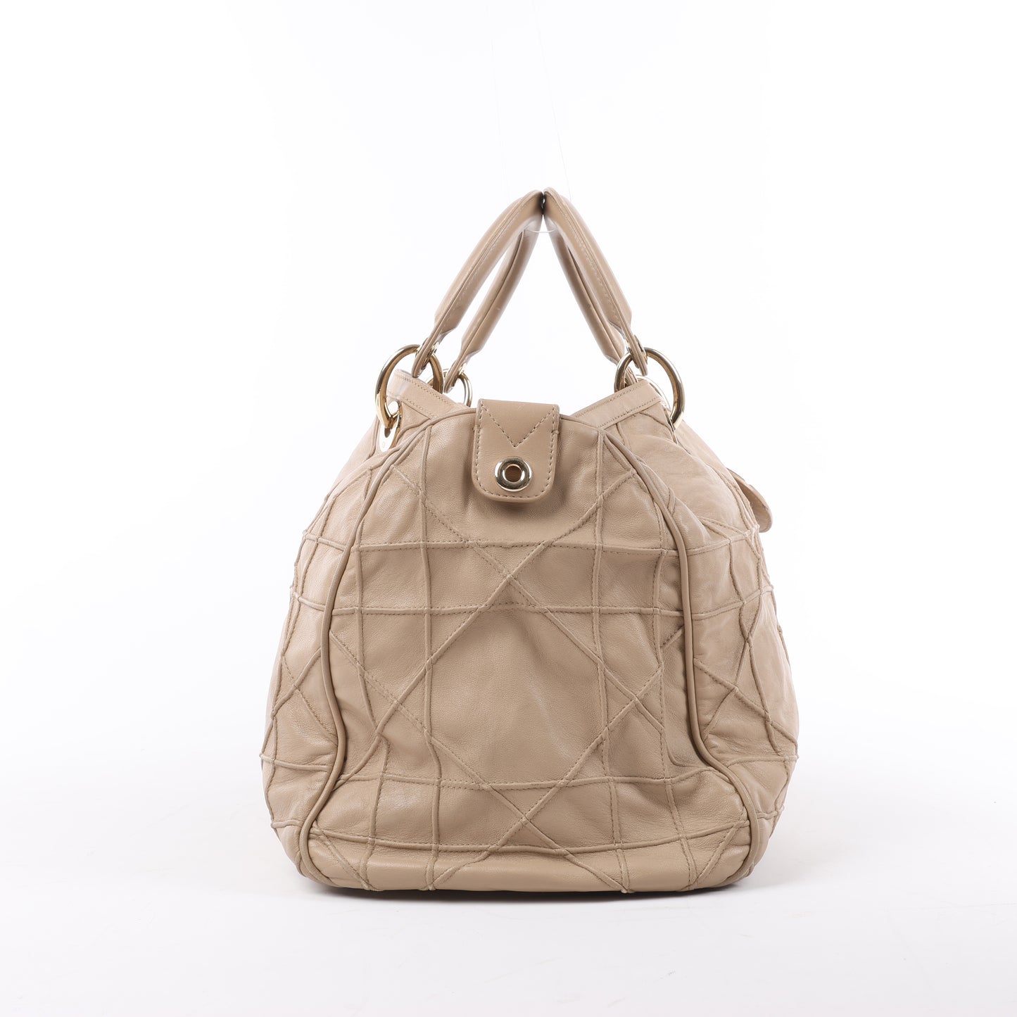 Christian Dior Granville Cannage Leather Handbag in Beige