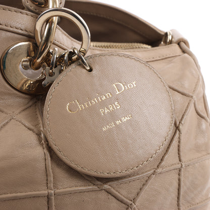 Christian Dior Granville Cannage Leather Handbag in Beige