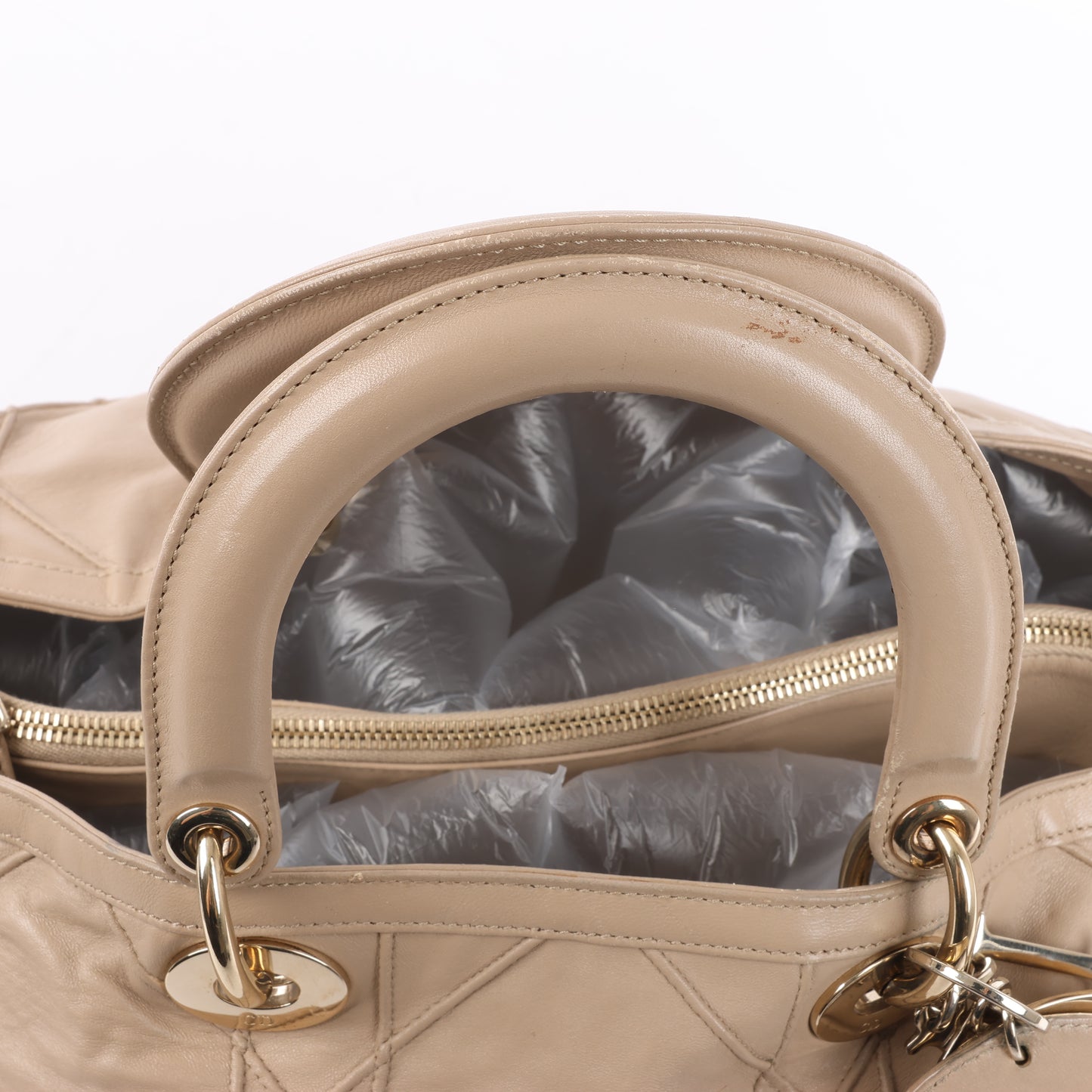Christian Dior Granville Cannage Leather Handbag in Beige