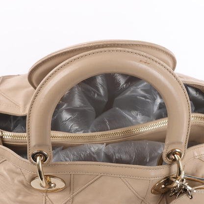 Christian Dior Granville Cannage Leather Handbag in Beige