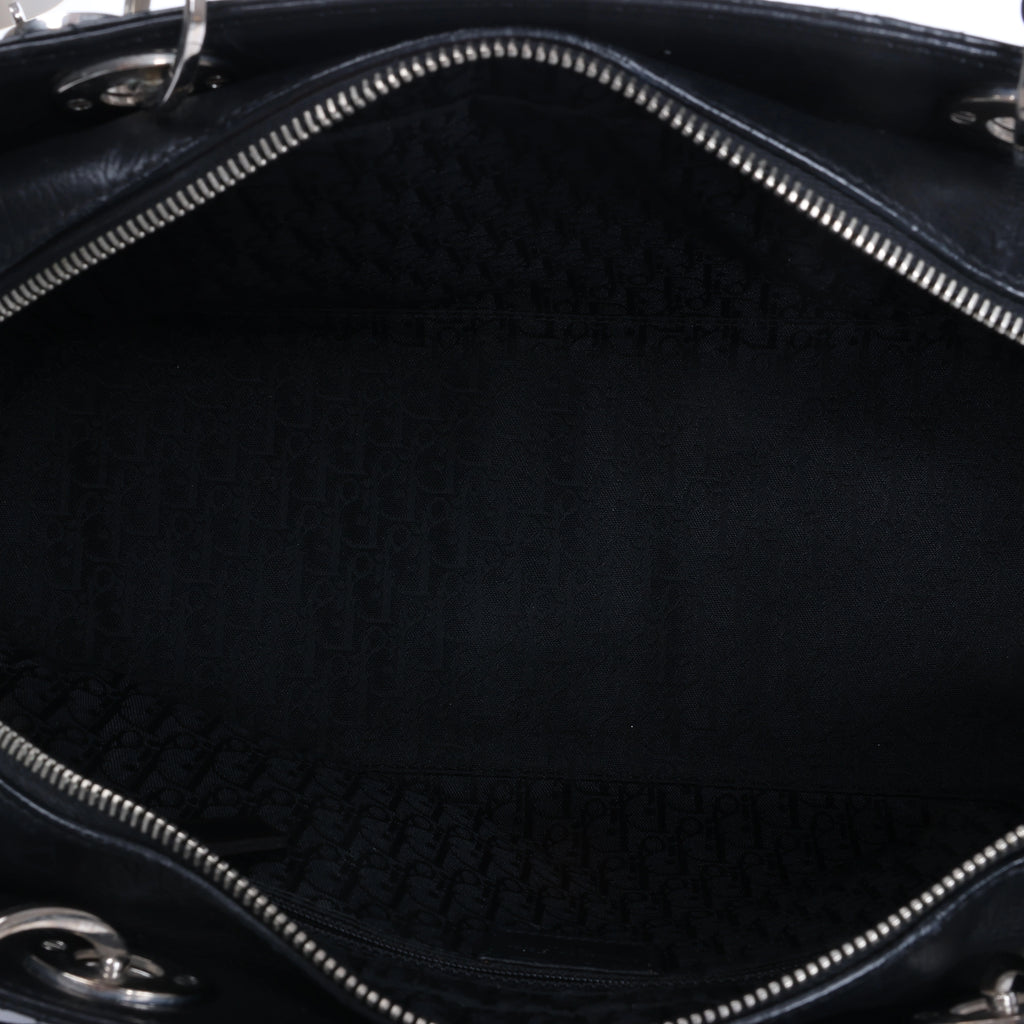 Christian Dior East West Lady Dior Cannage Leather Shoulder Bag in Black