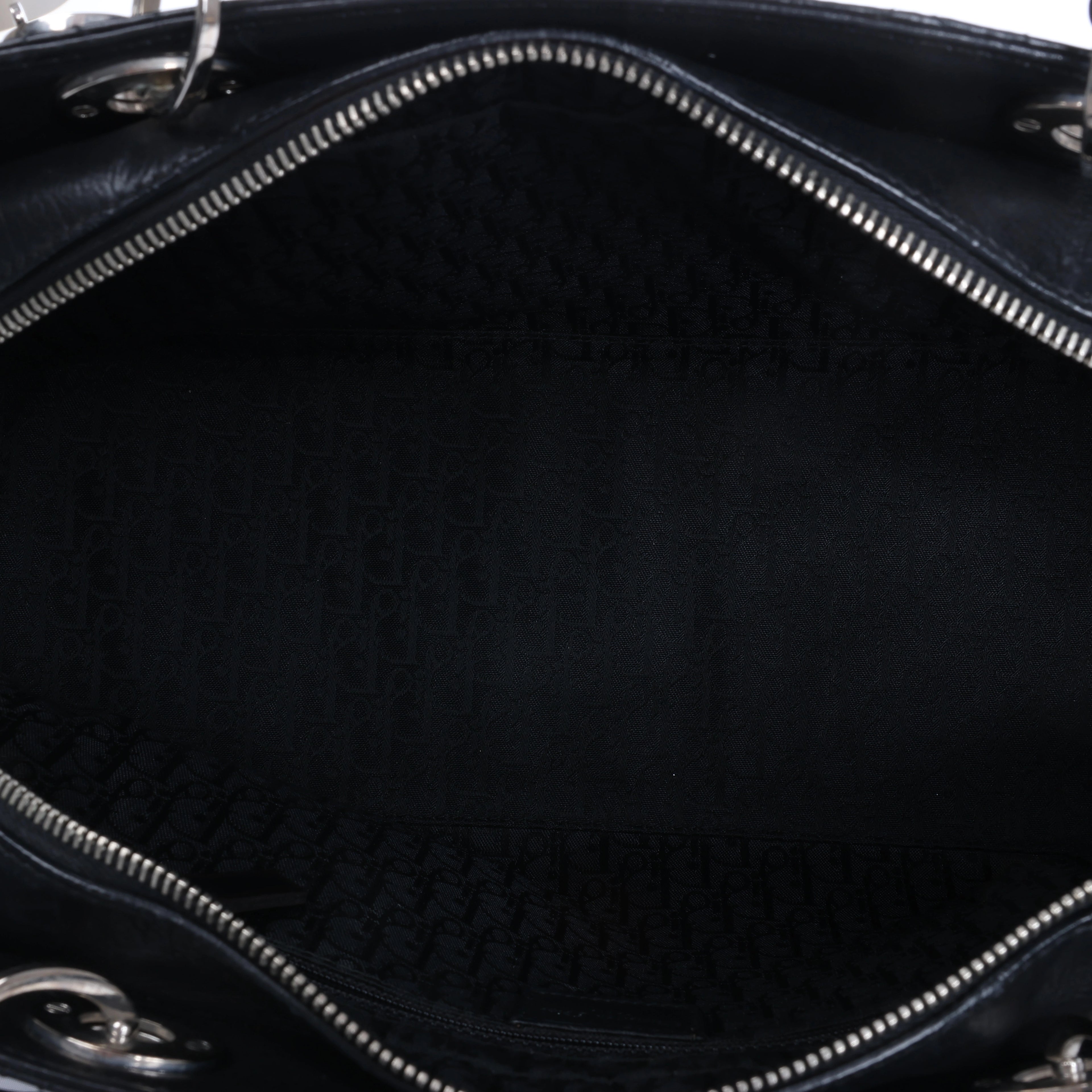 Christian Dior East West Lady Dior Cannage Leather Shoulder Bag in Black