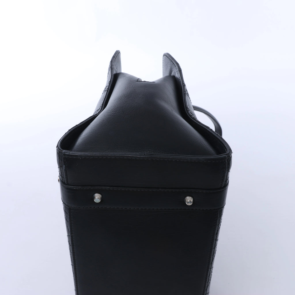 Christian Dior East West Lady Dior Cannage Leather Shoulder Bag in Black